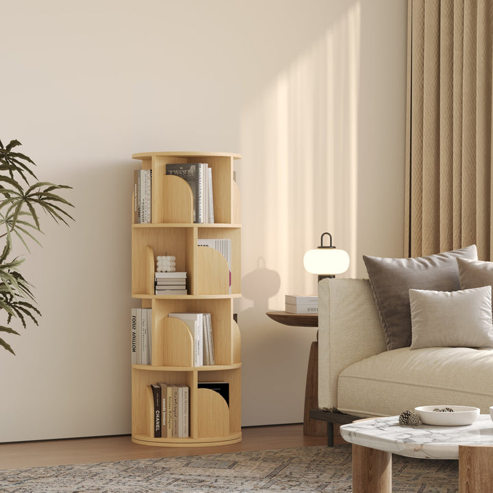 Estante Giratória 360° RAZU Circinus Core da Série Vortex em Aglo Natural – 4 Prateleiras