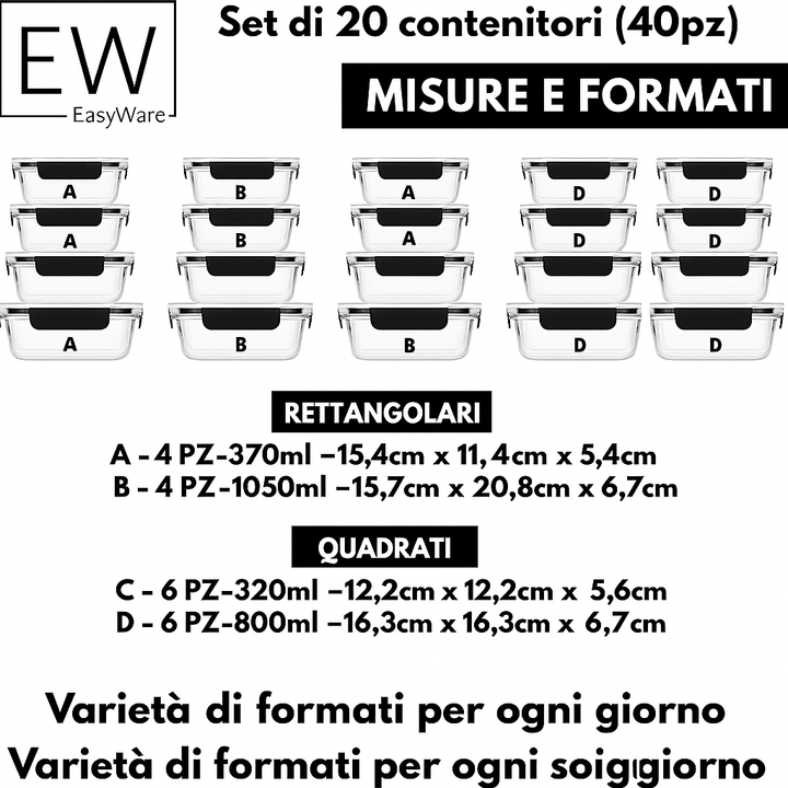 Kit per Barattoli di Vetro Ermetici