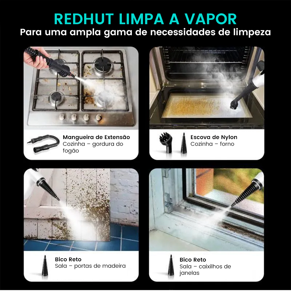 Limpador a Vapor Portátil 10 Em 1 Multifunções