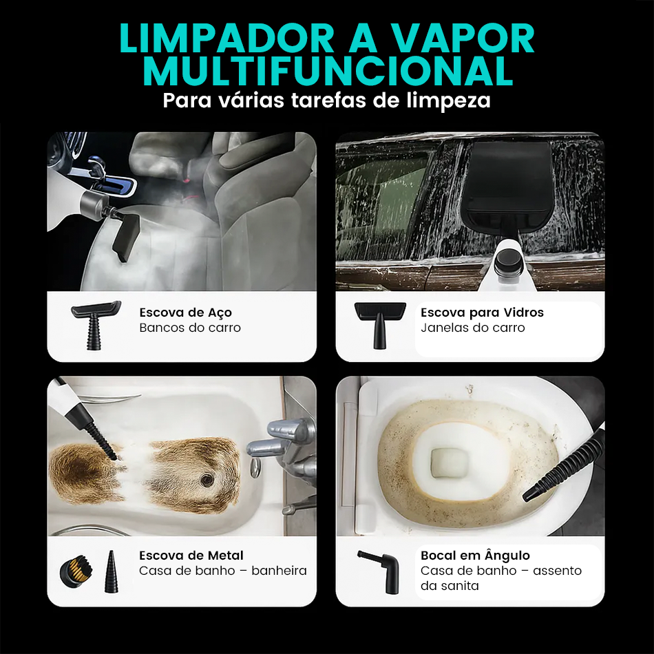 Limpador a Vapor Portátil 10 Em 1 Multifunções