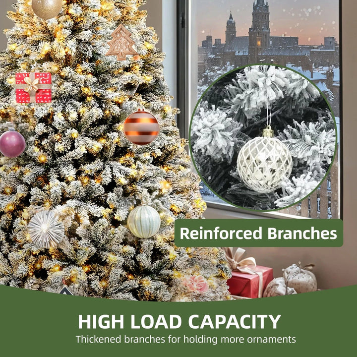 Árvore de Natal Nevada 1,83 m com Luzes LED & Comando-Remoto