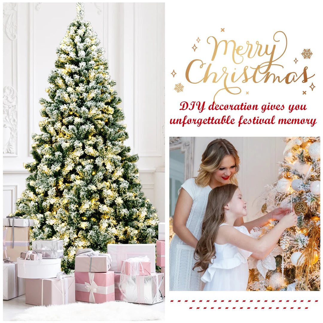 Árvore de Natal Nevada com Luzes LED Integradas (550 Luzes Premium)