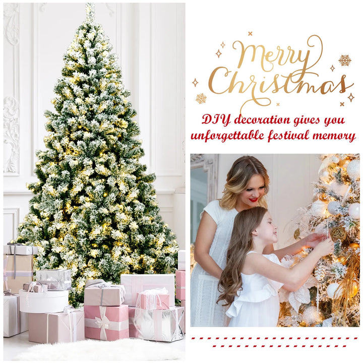 Árvore de Natal Nevada com Luzes LED Integradas (550 Luzes Premium)