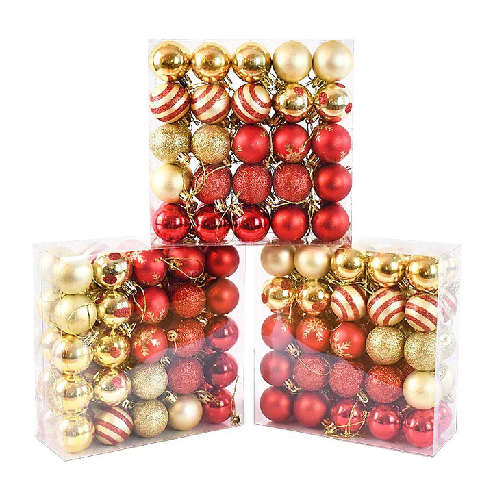 Conjunto 50 Bolas de Natal Vermelhas e Douradas — Luxo & Elegância Festiva