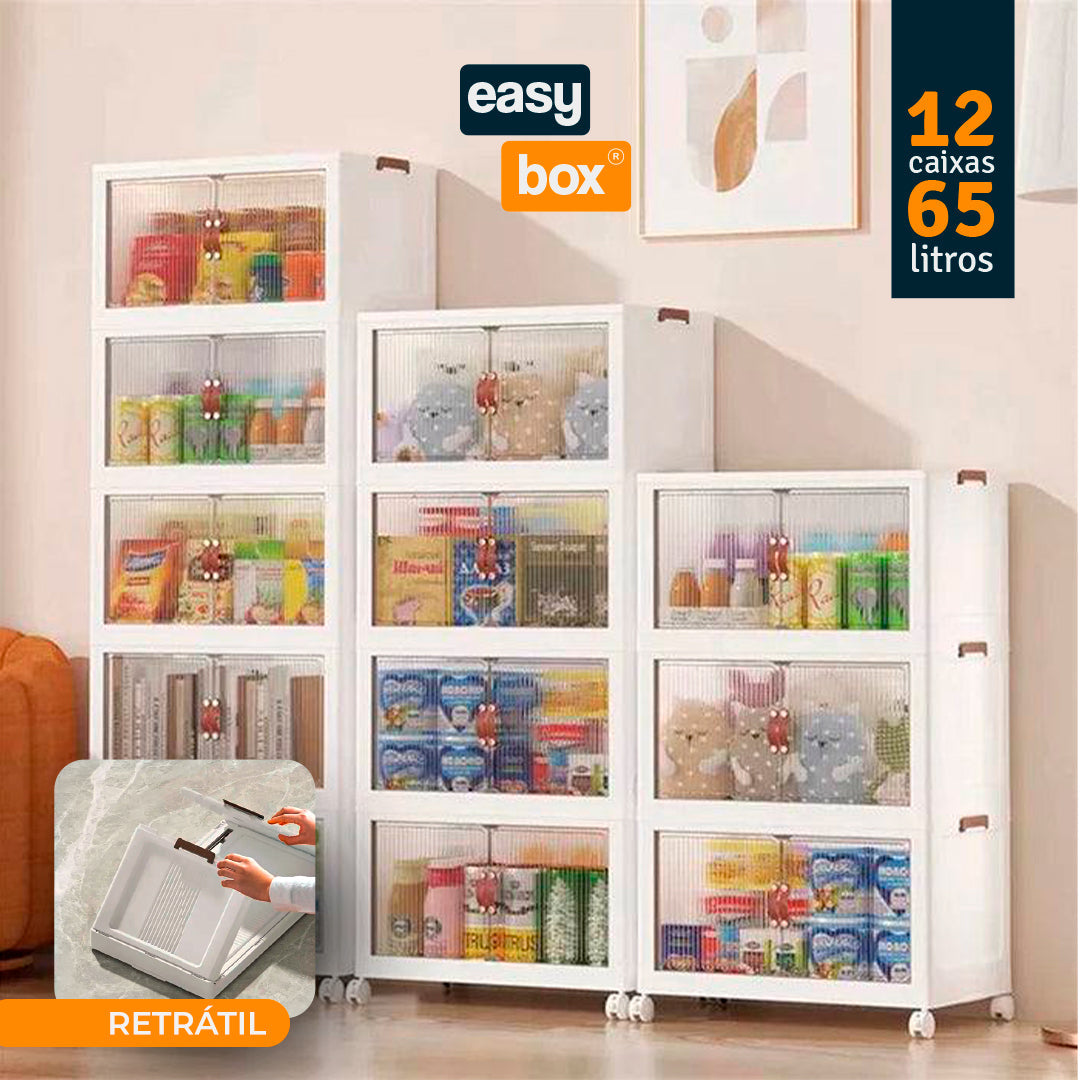 EasyBox Razu™ Caixas Organizadoras Retráteis – 12 Caixas 65L