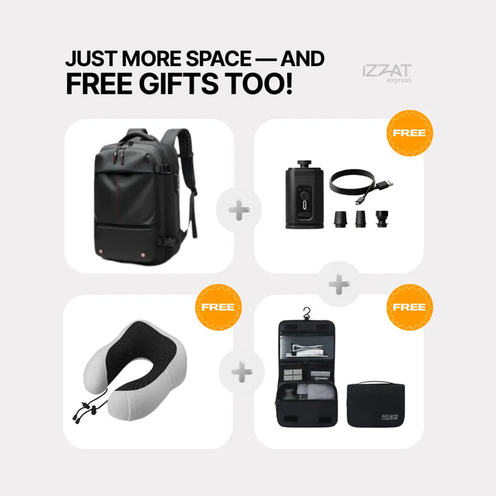 Vacuum Compression Backpack Tazzi® Original + Gifts Travel Essentials