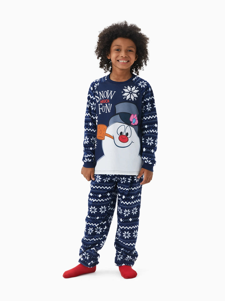 Conjunto de Pijamas de Natal em Fleece “Frosty The Snowman” com Estampa de Flocos de Neve e Meias de Natal