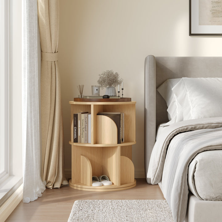 Estante Giratória 360° RAZU Circinus Core da Série Vortex em Aglo Natural – 2 Prateleiras