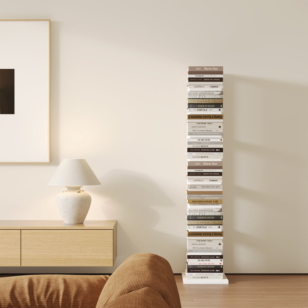 RAZU Série Chiaroscuro Mirage Estante Vertical Invisível Compensado Branco 9 Níveis