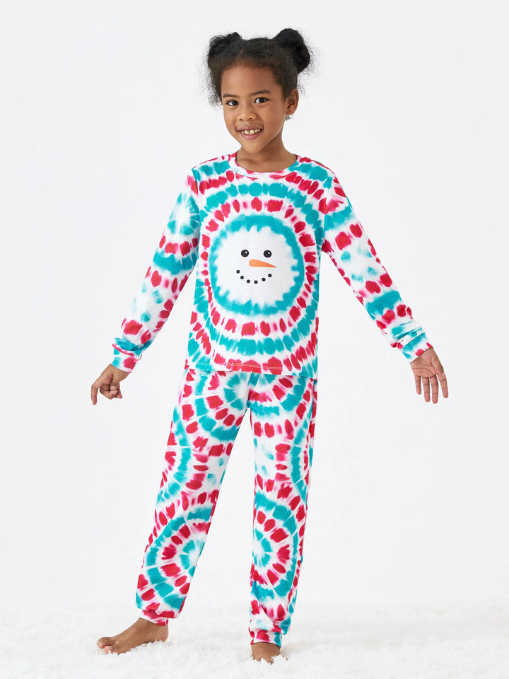 Conjuntos de Pijamas Coloridos Matchy para a Família com Impressão de Boneco de Neve de Natal e Meias Natalícias Multi-coras