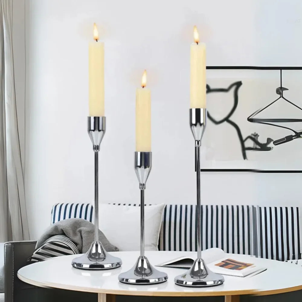 Castiçais de Vela Luxury Dourado 3 Peças - Razu