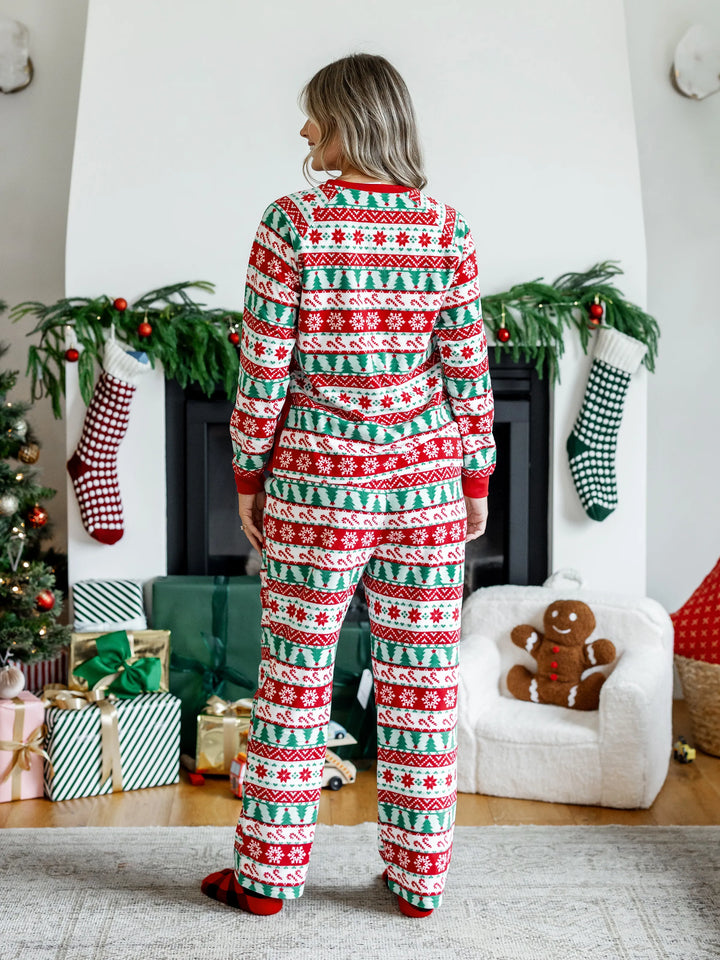 Conjunto de Pijamas Polar em Fleece com Padrão Fair Isle para a Família - Frosty, o Boneco de Neve - Natal - Vermelho