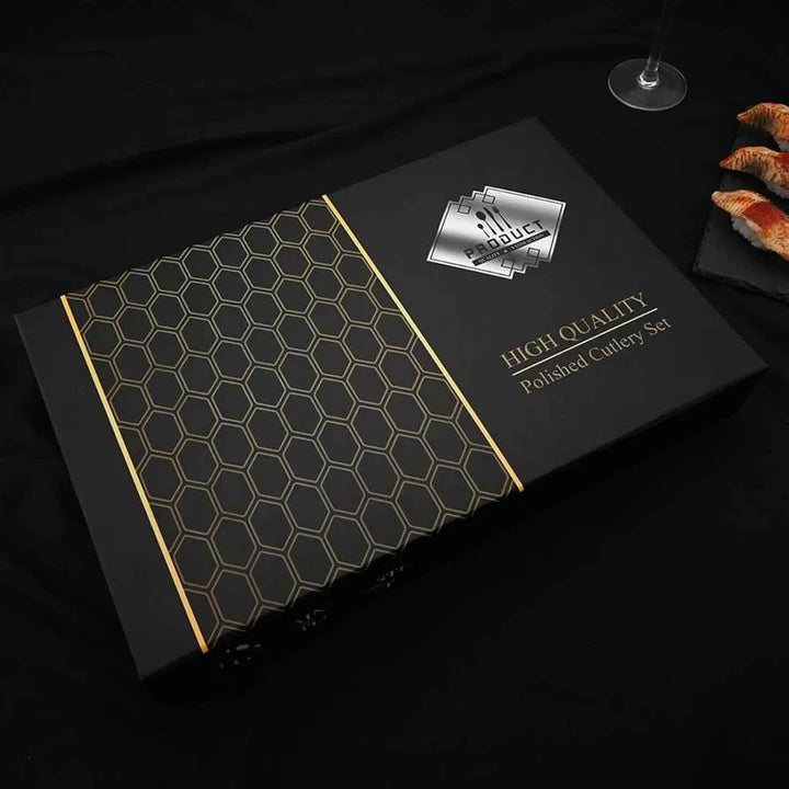 Conjunto de Talheres Dourado Luxy 24 Peças + Brinde Caixa presente - Razu