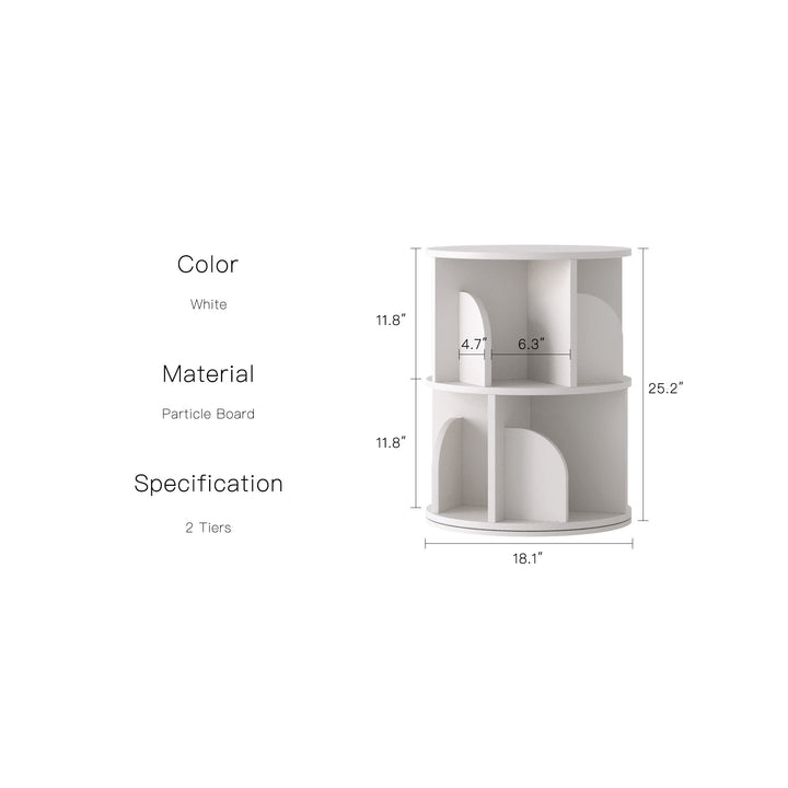 Estante Giratória 360° RAZU Circinus Core da Série Vortex em Aglo Branco – 2 Prateleiras