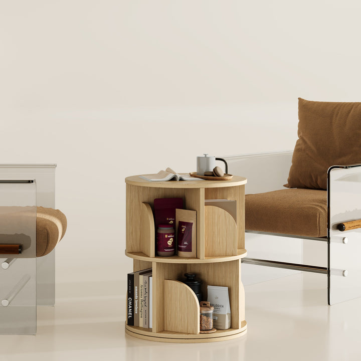 Estante Giratória 360° RAZU Circinus Core da Série Vortex em Aglo Natural – 2 Prateleiras