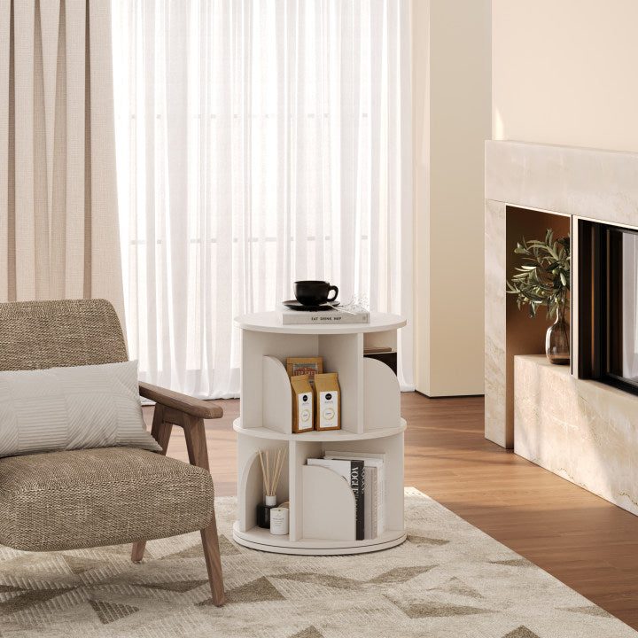 Estante Giratória 360° RAZU Circinus Core da Série Vortex em Aglo Branco – 2 Prateleiras