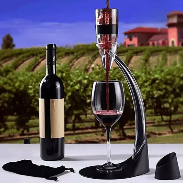 Dispensador e Aerador De Vinho Mágico Razu™ - Aerador + Base + Suporte + Filtro