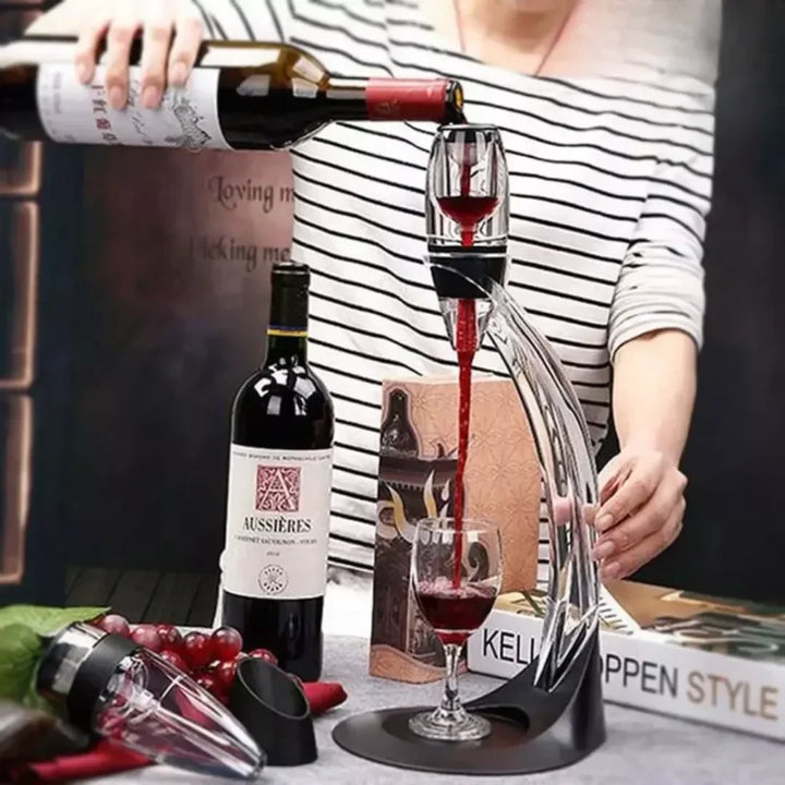 Dispensador e Aerador De Vinho Mágico Razu™ - Aerador + Base + Suporte + Filtro