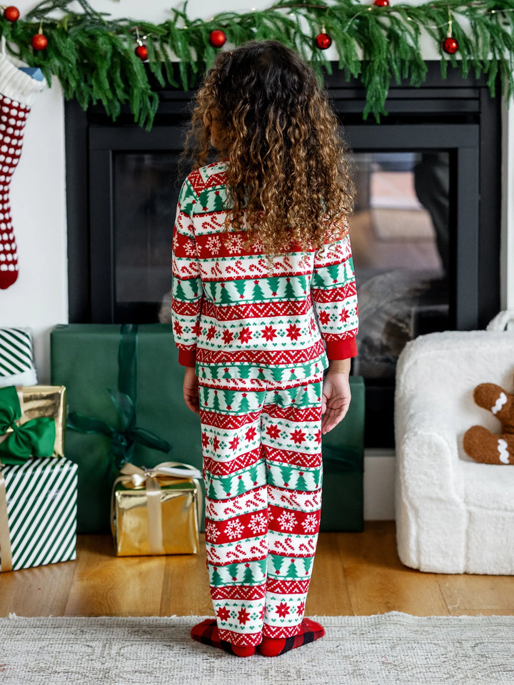Conjunto de Pijamas Polar em Fleece com Padrão Fair Isle para a Família - Frosty, o Boneco de Neve - Natal - Vermelho