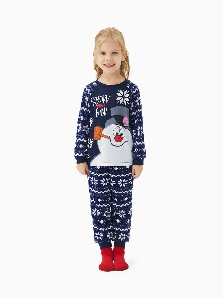 Conjunto de Pijamas de Natal em Fleece “Frosty The Snowman” com Estampa de Flocos de Neve e Meias de Natal