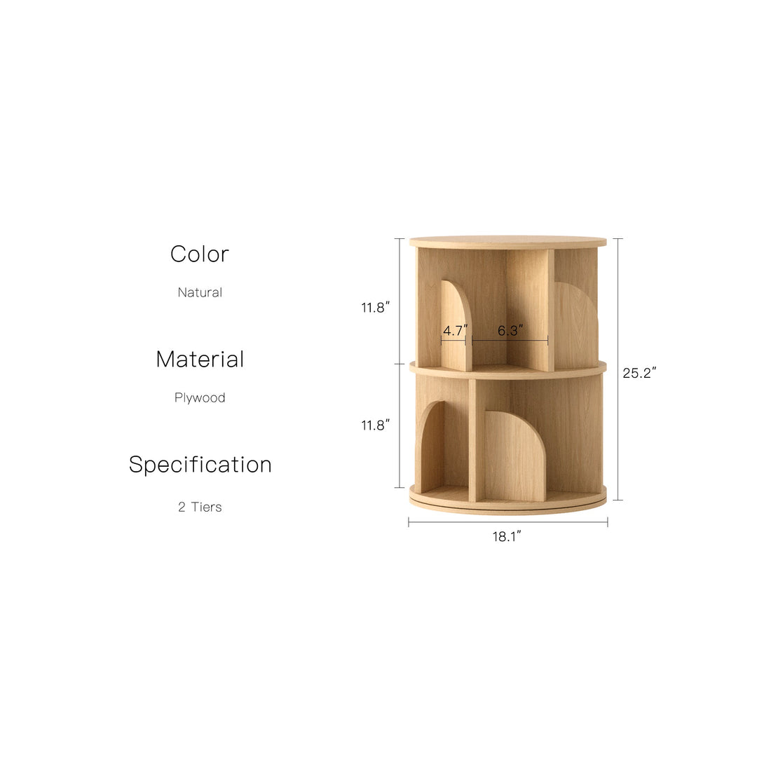 RAZU Vortex Series Circinus Core 360° Estante Giratória em Contraplacado Natural 2 Níveis