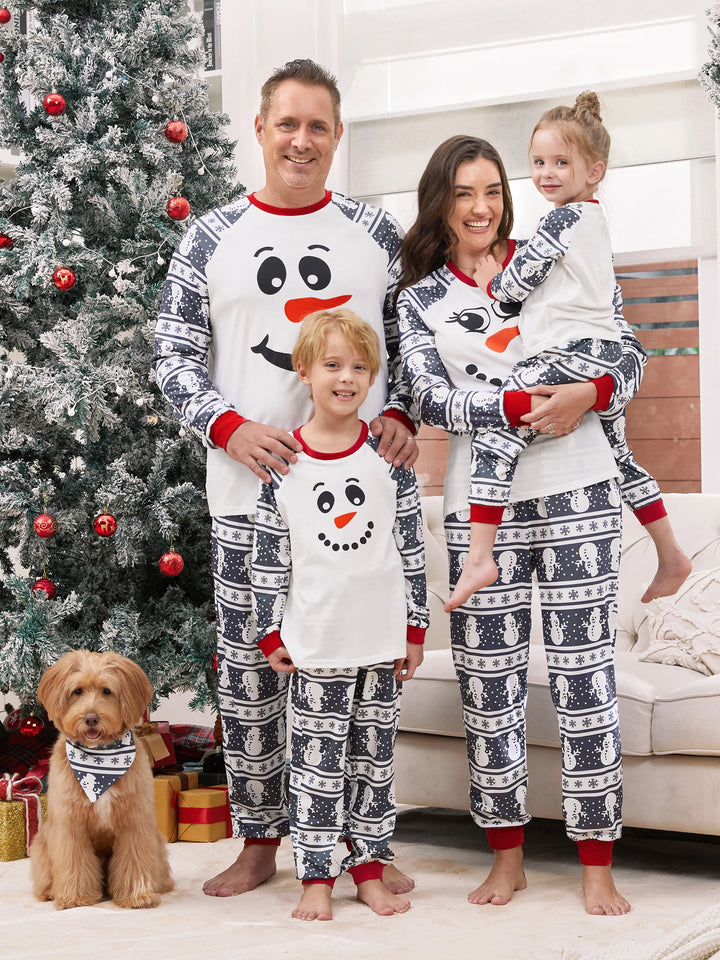 Conjuntos de Pijamas de Natal em Família com Padrão de Boneco de Neve, de Manga Longa, com Meias de Natal, Cor Cinza Escuro