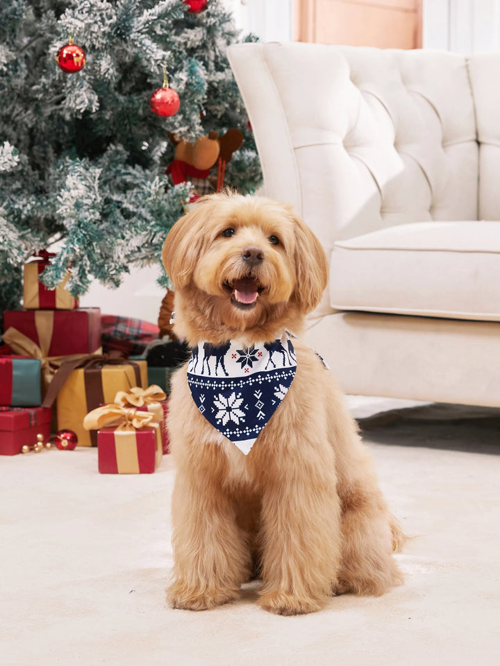 Pijamas de Família em Conjunto com Estampa de Renas de Natal que Brilham no Escuro, com Meias de Natal, Azul Escuro