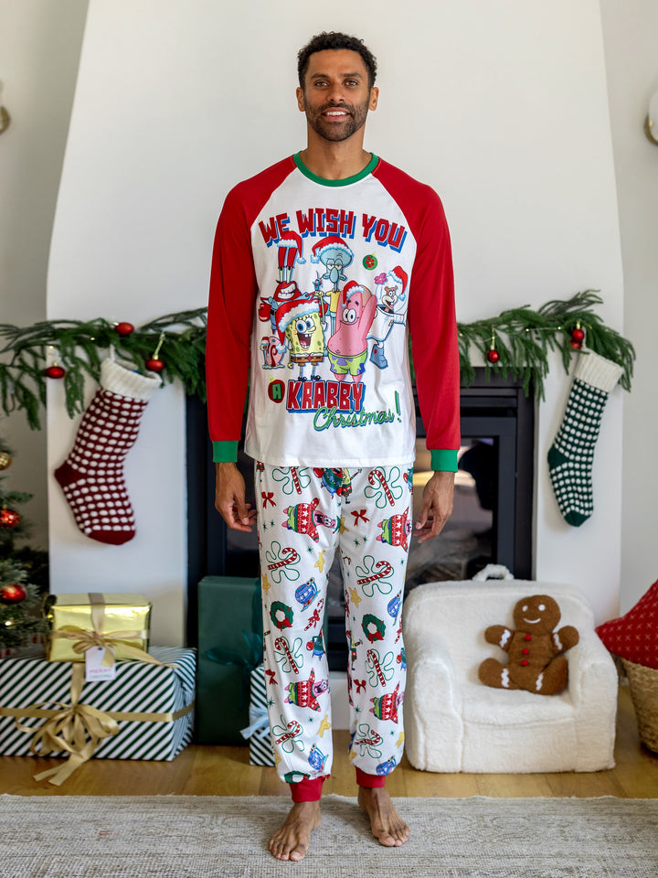 Conjuntos de Pijamas a Condizer da Família SpongeBob SquarePants com Estampado de Natal e Meias de Natal