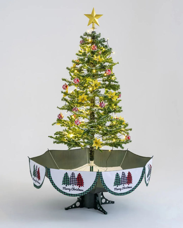 Árvore de Natal Grande com Neve Artificial Giratória - Iluminação, Música e Efeito de Neve (190 x 115 cm)