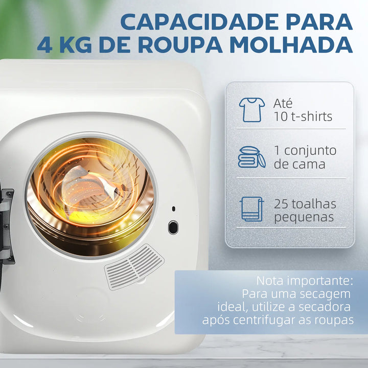Máquina de Secar Roupa Portátil 4 Kg – Elétrica, Compacta e Silenciosa